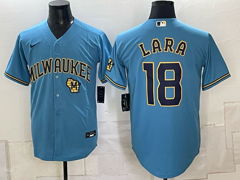 Men 2026 Milwaukee Brewers #18 Lara blue Game Nike MLB Jersey 0918002->->